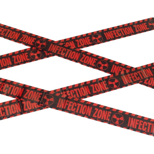 Biohazard Absperrband – Smiffys Infected Zone Tape Rot Schwarz 6m - Fasnacht24.ch
