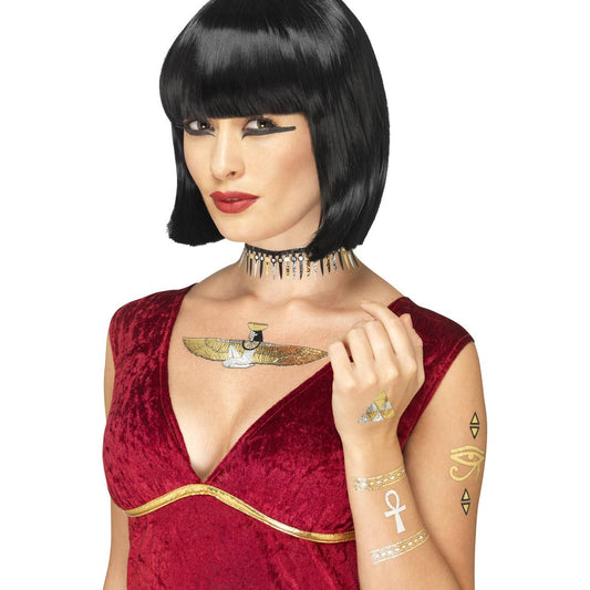 Smiffys Ägyptische Temporäre Tattoos – Gold, Schwarz & Silber Designs