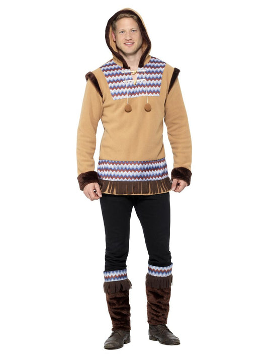 Smiffys Arctic Man Kostüm – Braun Mit Fleece-Oberteil & Beinwärmer - Fasnacht24.ch