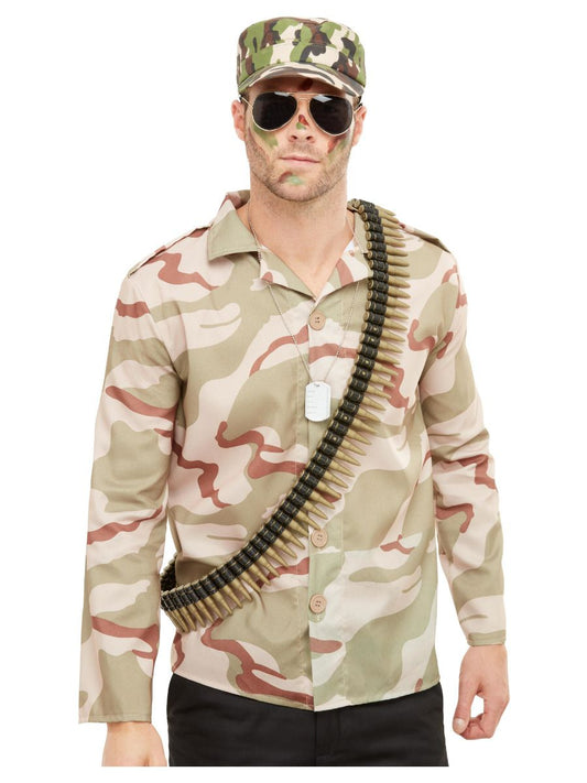 Smiffys Armee Kostüm Set – Hut, Hundemarken & Ammo Gürtel