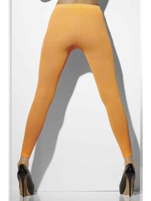 Smiffys Neon Orange Opaque Footless Leggings – Stretch Strumpfhose - Fasnacht24.ch