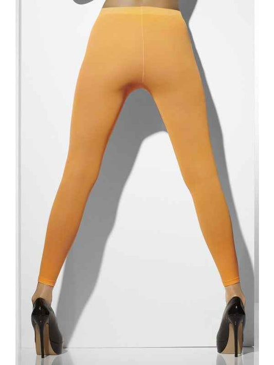 Smiffys Neon Orange blickdichte fusslose Leggings aus Stretch-Strickstoff
