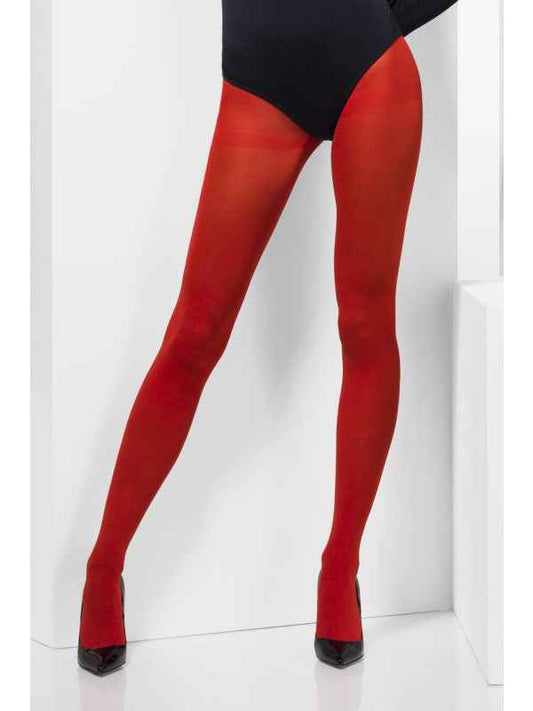 Opaque Strumpfhosen – Smiffys Rote 90 Denier Damenmode - Fasnacht24.ch – Produktansicht