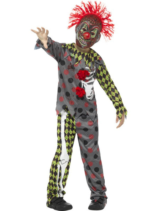 Smiffys Rusty Twisted Clown Kinderkostüm Grau-Grün Jumpsuit – Produktansicht