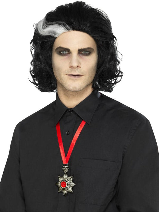 Smiffys Deluxe Vampire Metall Medaillon Halskette – Rot Silber