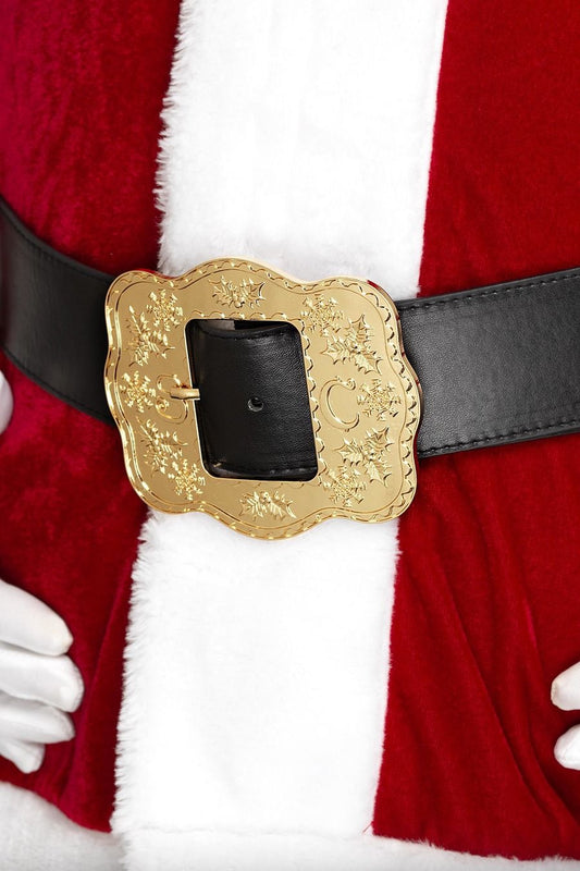 Smiffys Deluxe Weihnachtsgürtel – Schwarzes Leder Mit Goldener Schnalle - Fasnacht24.ch