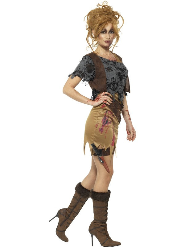 Smiffys Ramona Zombie Huntress Damenkostüm – Blutiges Rotes Kleid - Fasnacht24.ch