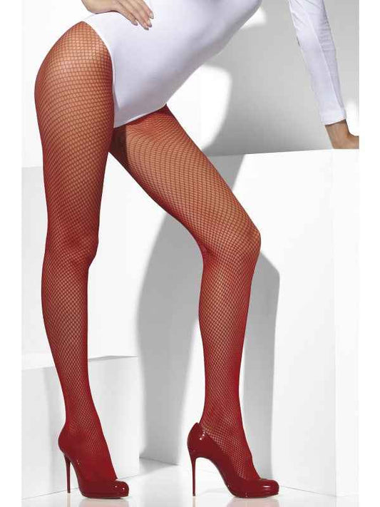 Smiffys Rote Netzstrumpfhose – Nylon-Spandex, Ladder-Resistent - Fasnacht24.ch