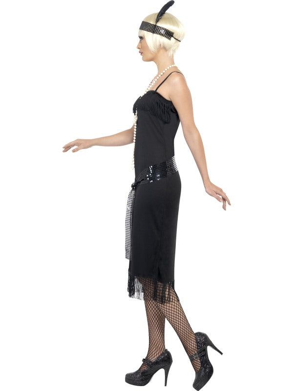 Smiffys Flapper Kleid – Schwarzes Gatsby Damenkostüm mit Fransen - Fasnacht24.ch