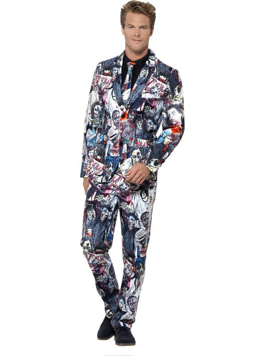 Smiffys Herren Zombie Kostüm Weiss-Blau mit Jacke, Hose und Krawatte - Fasnacht24.ch – Produktansicht
