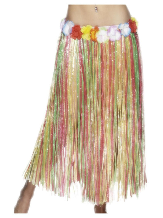 Smiffys Damen Bunter Hawaii Hula Rock Mit Blumen – 79 cm Fransen - Fasnacht24.ch