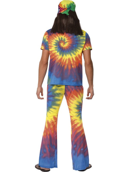 Smiffys Hippie Kostüm – Rainbow-Man 70er Jahre Tie-Dye & Schlaghose - Fasnacht24.ch