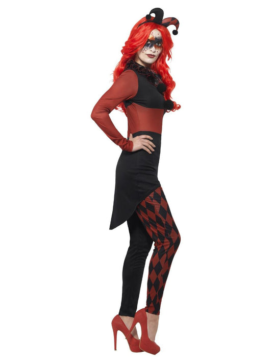 Clown Kostüm Damen Smiffys Samantha Horror Jokey – Schwarz-Rot - Fasnacht24.ch