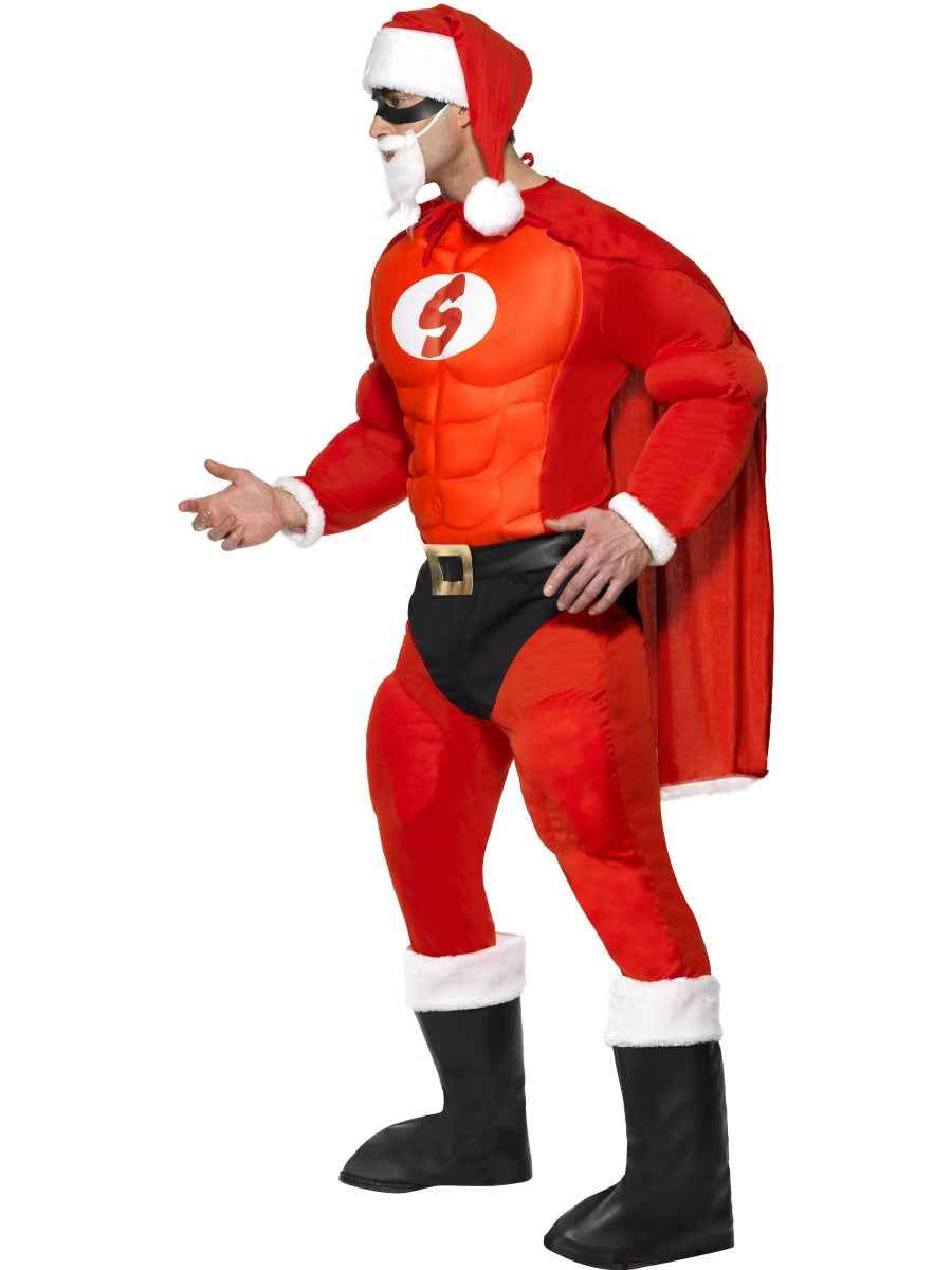 Super Santa Kostüm von Smiffys – Rotes Polyester mit Maske & Cape - Fasnacht24.ch