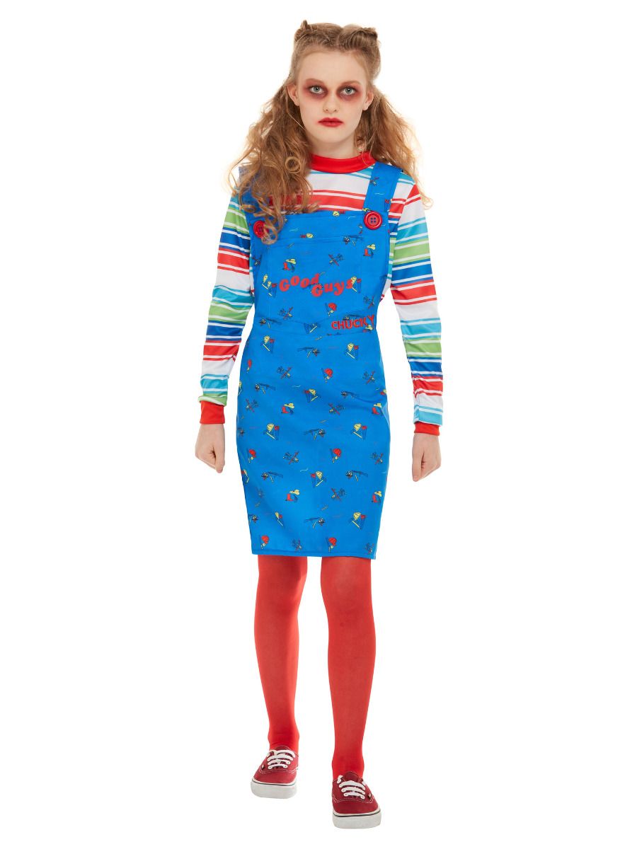 Smiffys Chucky Mädchen Kostüm Blau – Lizenzprodukt mit Oberteil & Latzhose - Fasnacht24.ch