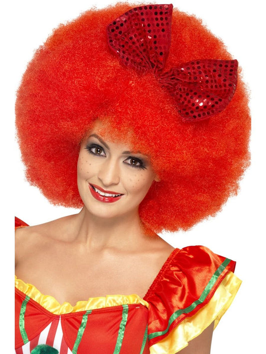 Smiffys Rote Mega Afro Clown Perücke mit Pailletten-Schleife - Fasnacht24.ch