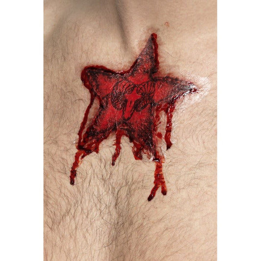 Smiffys Temporäres Tattoo Rotes Ram-Kopf Stern Design Halloween Fasnacht24.ch