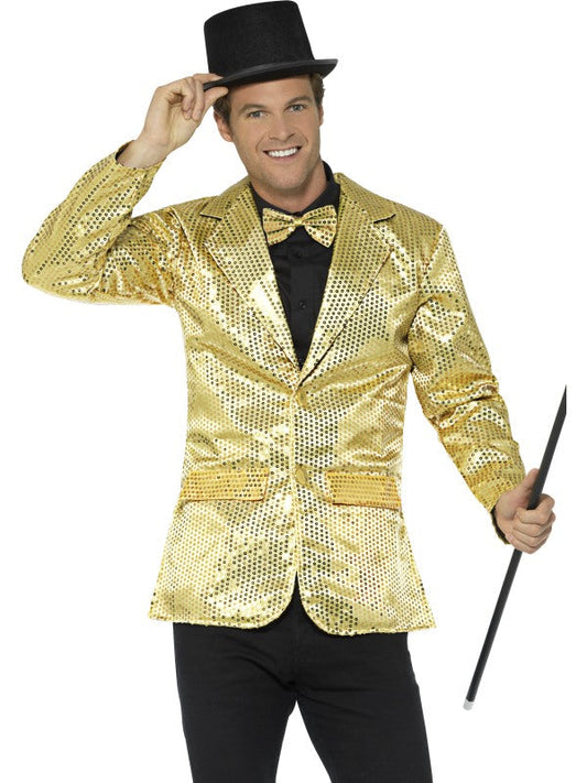 Smiffys Paillettenjacke Gelb Gold Sequin Festival Blazer Herrenjacke – Produktansicht
