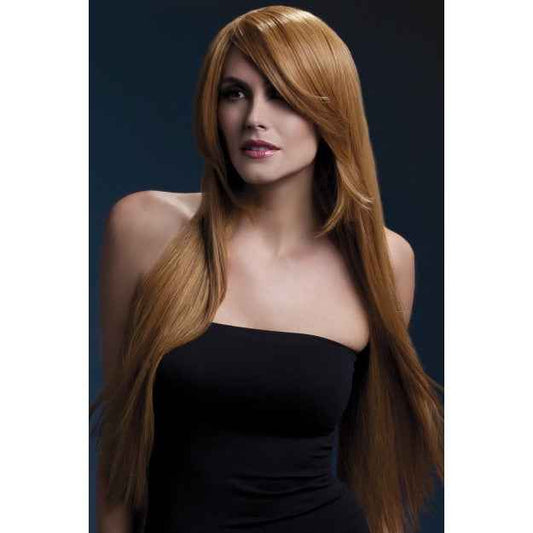 Smiffys Amber Perücke 71cm Lang Glatt Kupferbraun mit Seitenscheitel