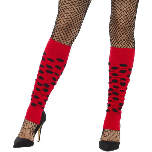 Smiffys Ladybug Beinstulpen Rot mit Schwarzen Punkten Polyester