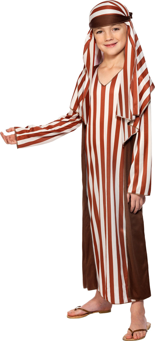 Smiffys Hirtenkostüm für Kinder – Weiß-Braune Robe und Kopfbedeckung - Fasnacht24.ch