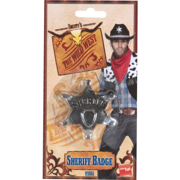 Smiffys Silberner Metall Sheriff Stern Abzeichen – 6,5 cm - Fasnacht24.ch