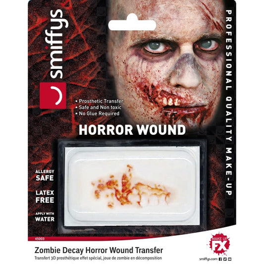 Smiffys Realistisches Zombie-Klebetattoo Verrottende Zombiewange Effekt - Fasnacht24.ch