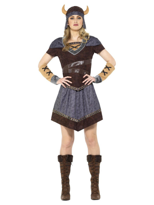 Viking Lady Kostüm – Smiffys Damenkostüm Aus 100% Polyester Mit Faux-Leder – Produktansicht