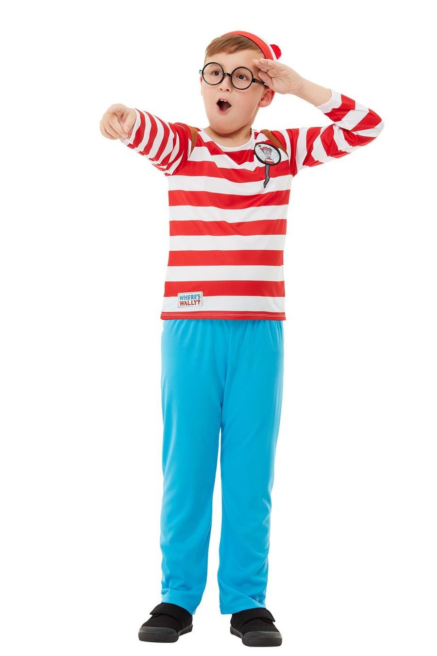 Smiffys Where's Wally Deluxe Kostüm – Rot Weiß Gestreift, 3D-Druck - Fasnacht24.ch