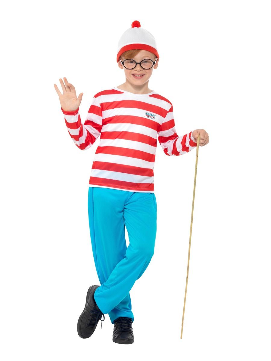 Smiffys Where's Wally Jungenkostüm – Gestreiftes Shirt Blau Hose - Fasnacht24.ch