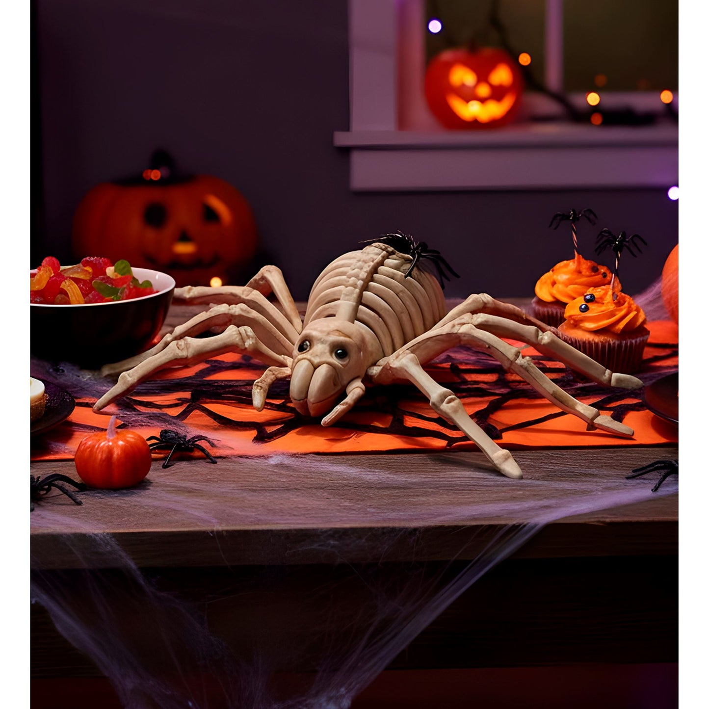 Widmann Spinnen-Skelett 24 cm Halloween Deko – Seitenansicht