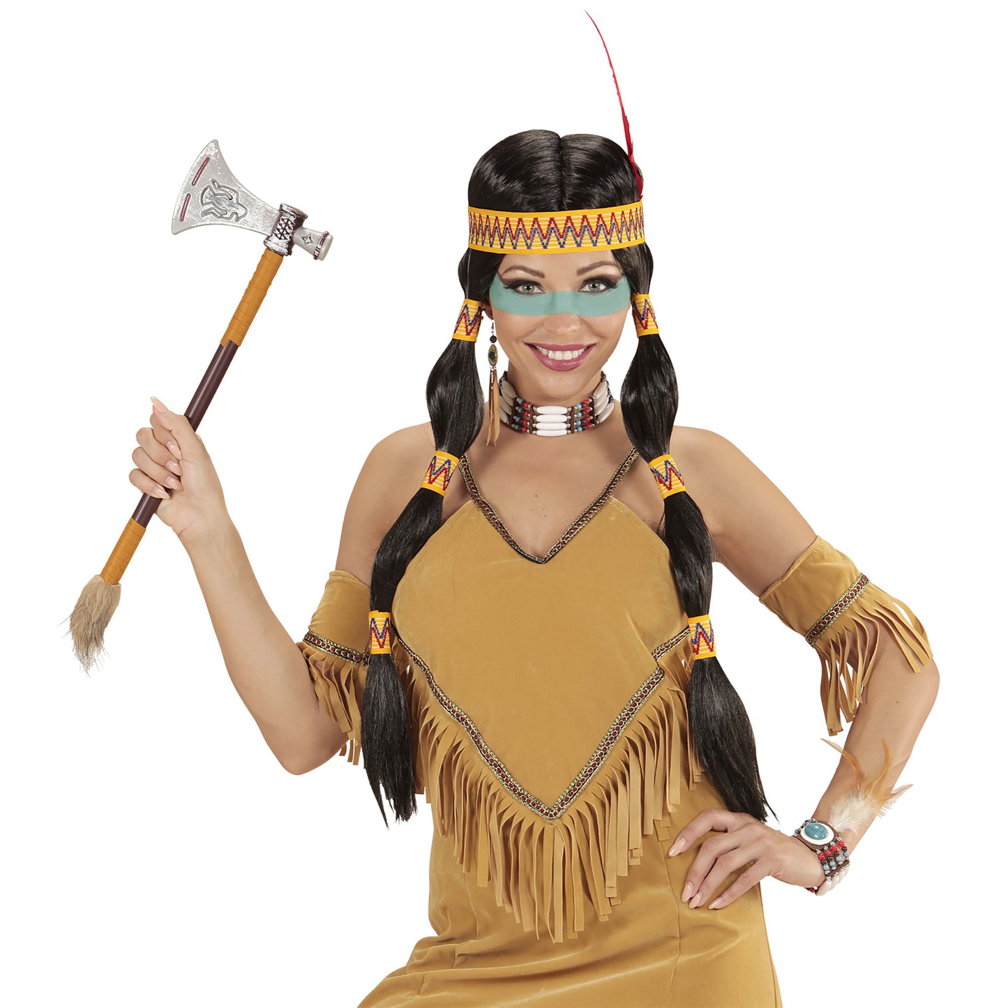 "SQUAW INDIANERIN PERÜCKE MIT STIRNBAND UND FEDER" in Box – Ansicht 3