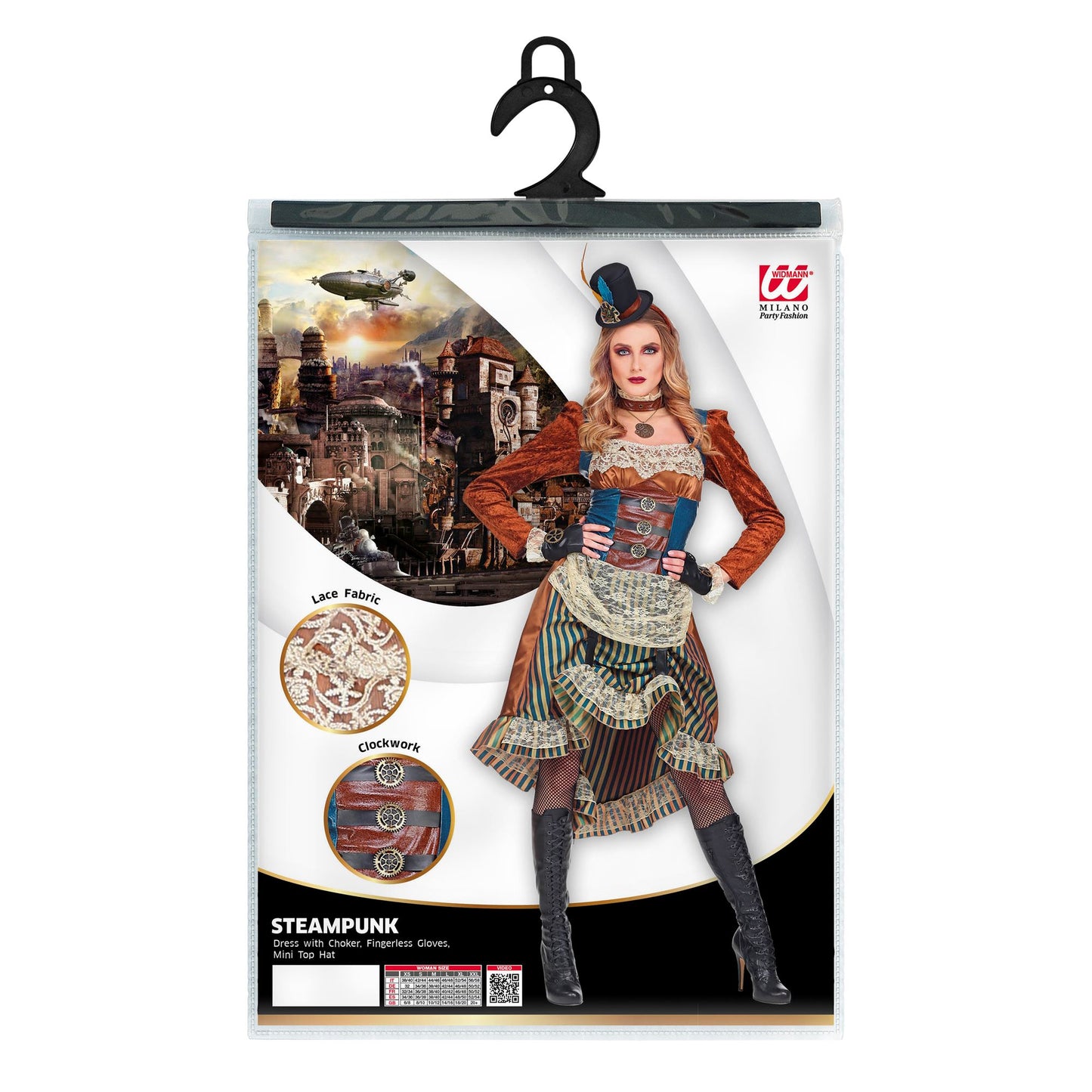 "STEAMPUNK" (Kleid mit Halsband, Fingerlosen Handschuhen, Minihut) – Ansicht 5