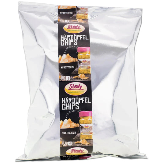 Stedy HärdöpfelGwürz Chips in einer 120g Tüte mit knusprigen Kartoffelscheiben.