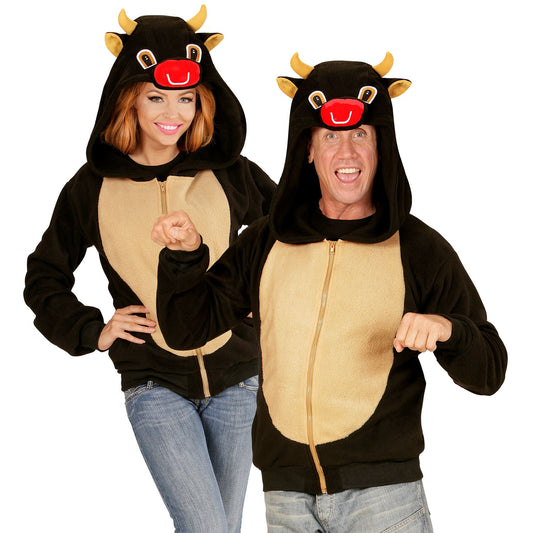 "STIER" (Fleecejacke mit Kapuze) – Vorderansicht