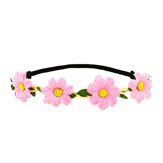 "STIRNBAND / HAARBAND MIT ROSA BLUMEN" – Vorderansicht
