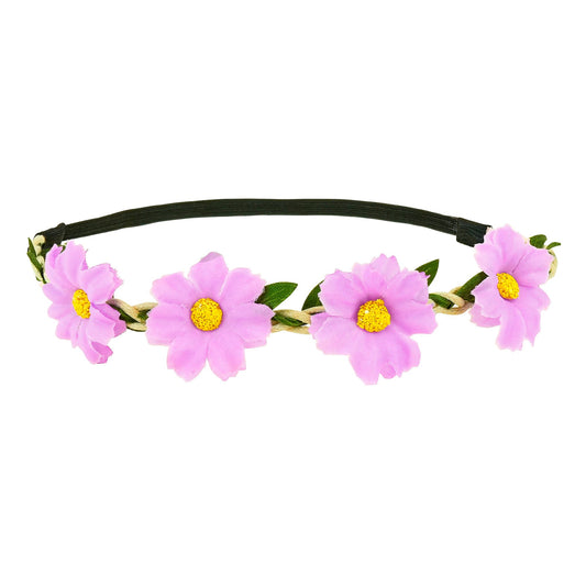 "STIRNBAND / HAARBAND MIT VIOLETTEN BLUMEN" – Vorderansicht