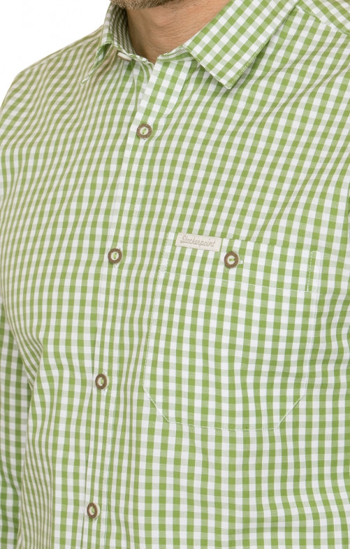 Stockerpoint Campos3 Langarm Trachtenhemd – Kiwi Grün, Baumwolle - Fasnacht24.ch