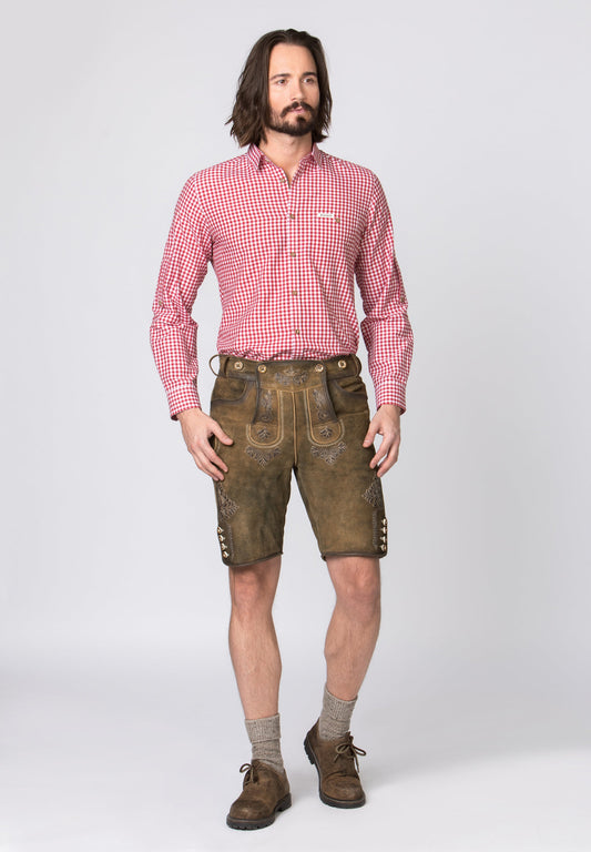 Trachtenhemd Stockerpoint Campos3 – Rot Kariert, Langarm Herrenhemd - Fasnacht24.ch