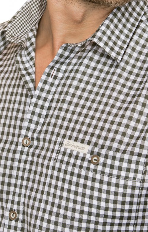 Trachtenhemd Stockerpoint Campos3 Langarm Schilf – Herren Baumwolle - Fasnacht24.ch