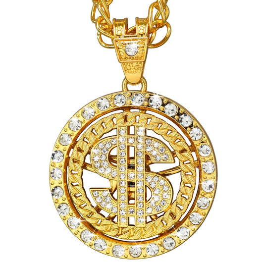 "STRASS DOLLAR KETTE" 70 cm – Vorderansicht