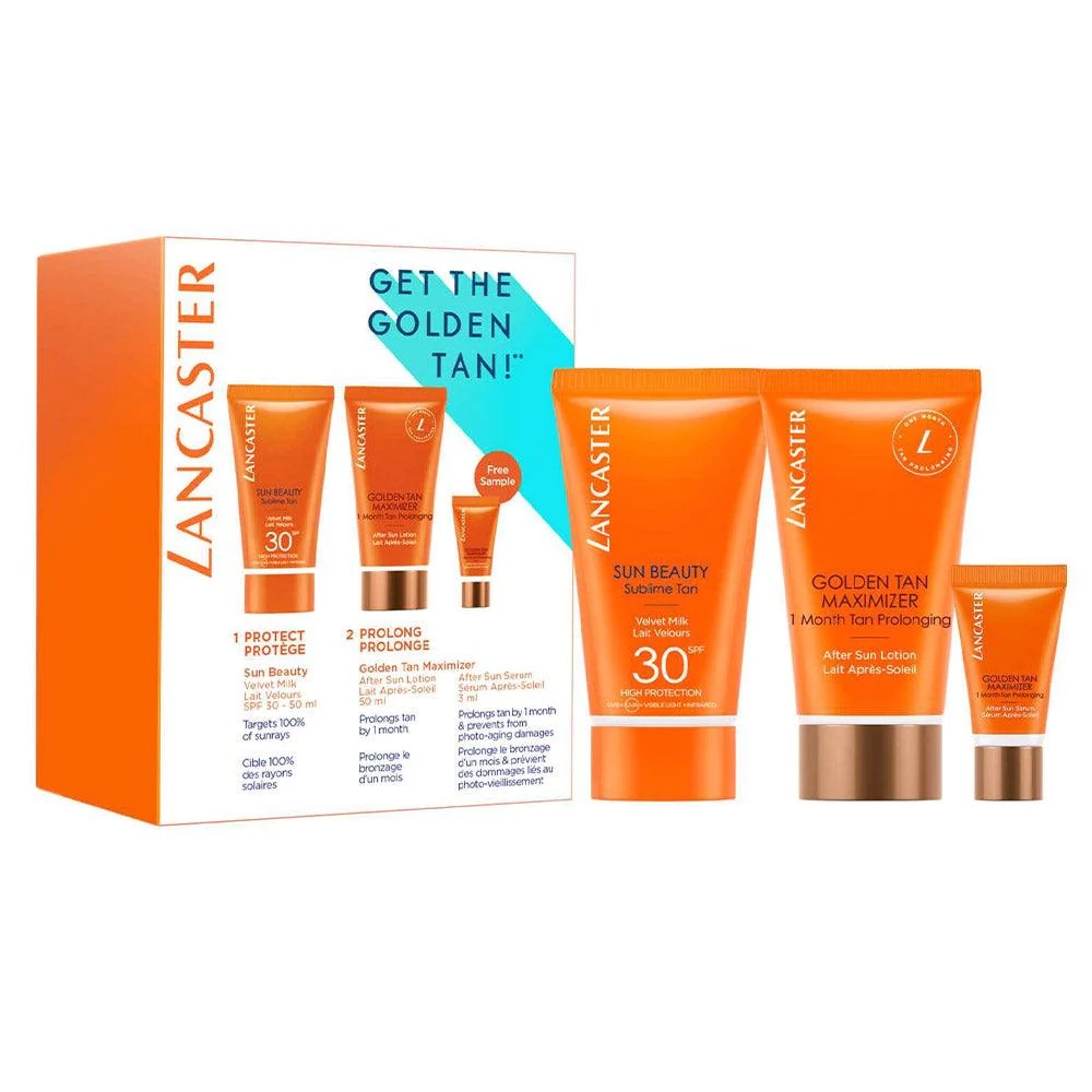 Lancaster Hautpflegeset Get The Golden Tan! Set Lancaster: Golden Tan Maximizer, Buriti Oil, Anti-Wrinkle, After-Sun Serum, 3