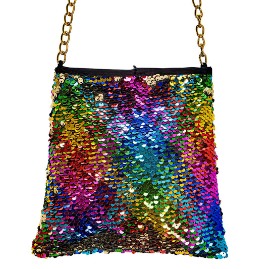 "TASCHE WENDEPAILLETTEN REGENBOGEN / GOLD" – Vorderansicht