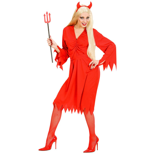 "TEUFELIN" (Kleid, Gürtel, Hörner) – Vorderansicht