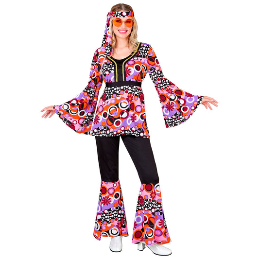 "THE 70s GROOVY STYLE - pink tiny bubbles" (Oberteil, Hose, Stirnband) – Vorderansicht