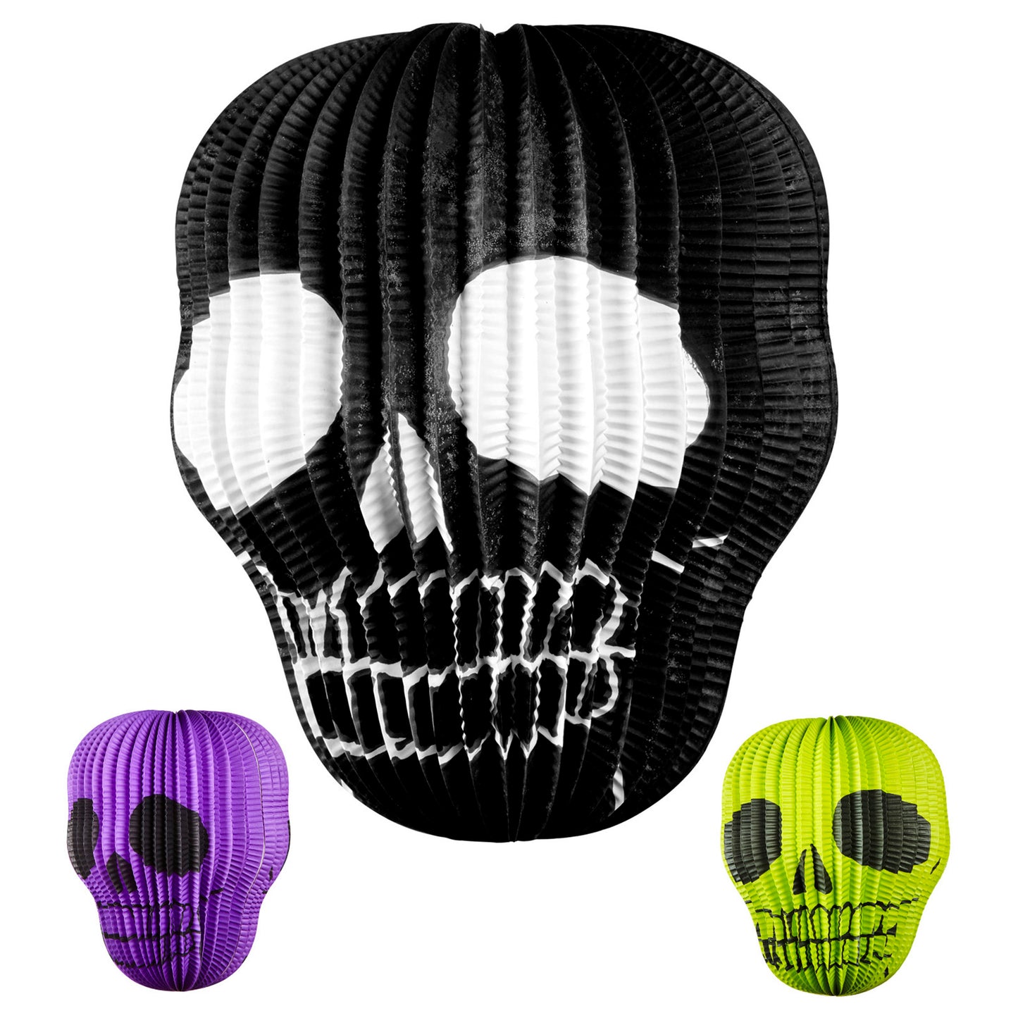 "TOTENKOPF LAMPION" Ø 25 cm - 3 Farben sortiert. - schwer entflammbar – Ansicht 3
