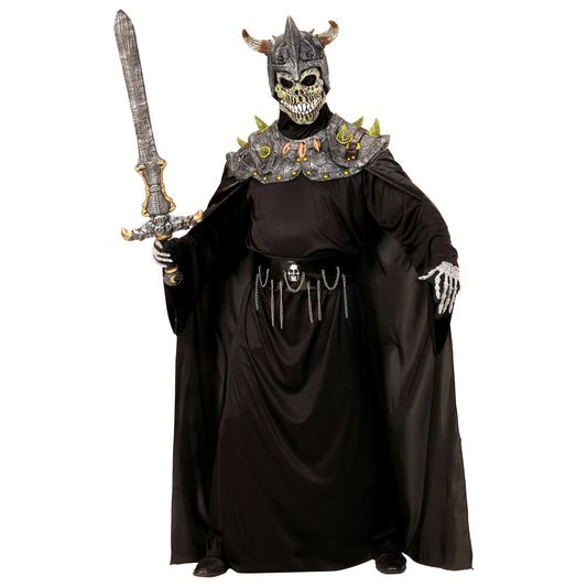 Widmann Totenkopf Warlord Kostüm Schwarz mit Maske, Schulterpanzer und Umhang – Produktansicht