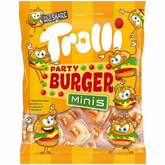 Trolli Party Burger Minis 17x10g einzeln verpackte Burger Fruchtgummi – Produktansicht