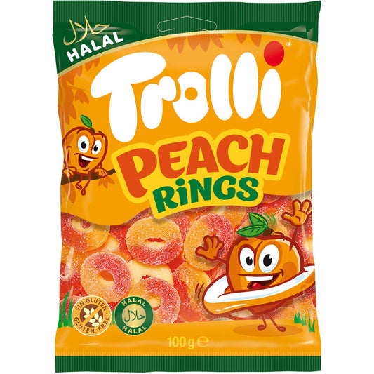 Trolli Peach Rings 100g Fruchtgummi Pfirsichringe Verpackung
