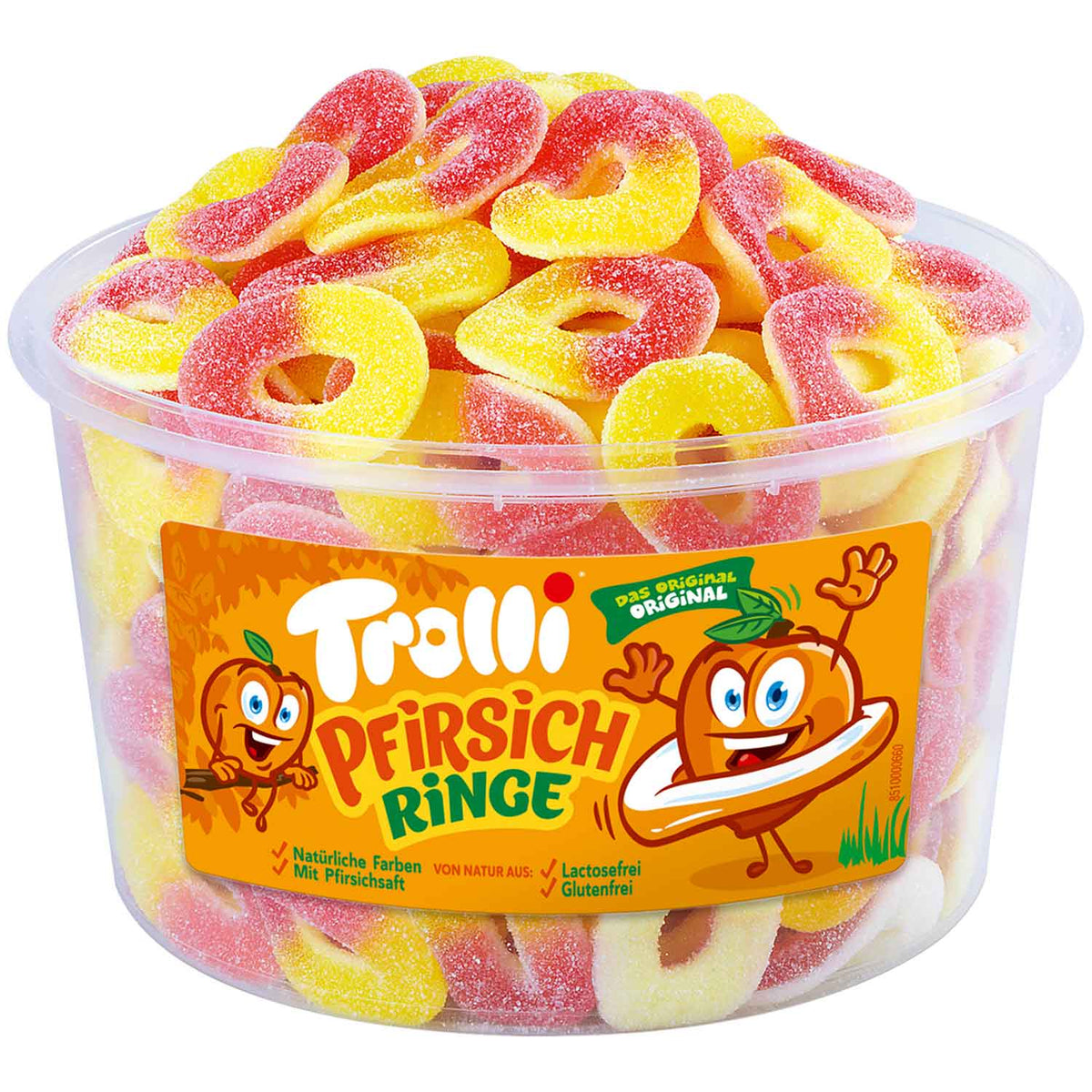 Trolli Pfirsichringe 150 Stück weiche Fruchtgummiringe mit Pfirsichgeschmack